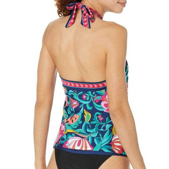 Trina Turk India Printed Halter Tankini Swim Top - Picture 2 of 5